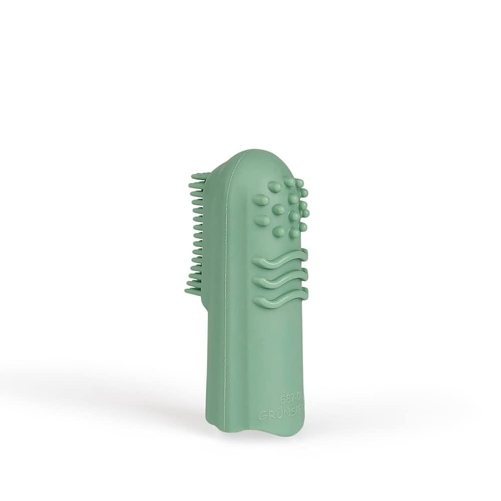 Økologisk naturgummi babybidering massagegummi BPA-fri blød fremmer finmotorisk dinosaurdesign (639-V1) Fingertandbørste i naturgummi