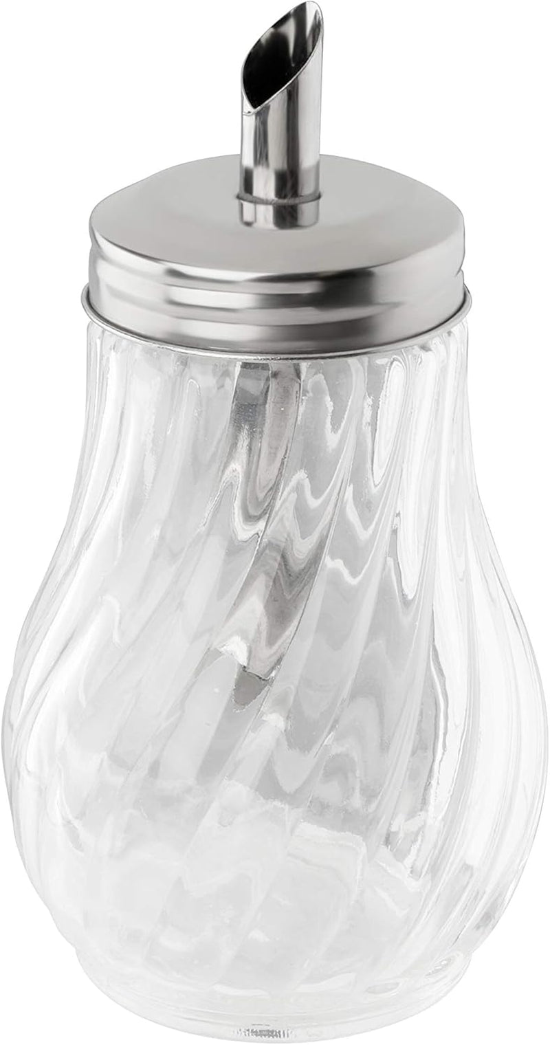 FMprofessional 280ml FLEURETTE sukkerdispenser, glasbeholder, beholder til nem dosering, beholder til forskellige lejligheder, højkvalitetsbeholder (farve: sølv), antal: 1 stk.