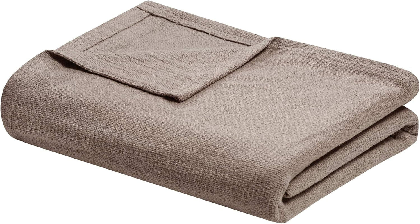 Madison Park Freshspun Wicker Twin Grå bomuldstæppe Senge og dyner Madison Park Khaki Twin