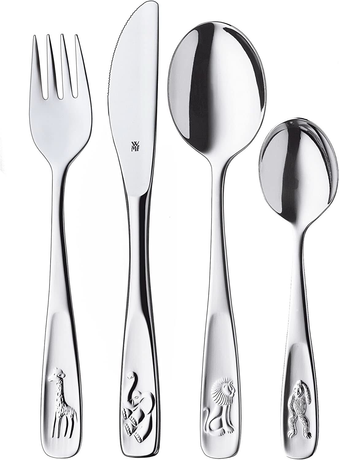WMF Animals bestiksæt i rustfrit stål til børn, 4 dele, poleret Cromargan Kitchen Naty Shop