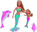 Simba 105733336 - Steffi LOVE Mermaid Friends Magisk havfruedukke med søster Evi, delfinfigur og mere, legetøj til børn fra 3 år og opefter Dukker Naty Shop