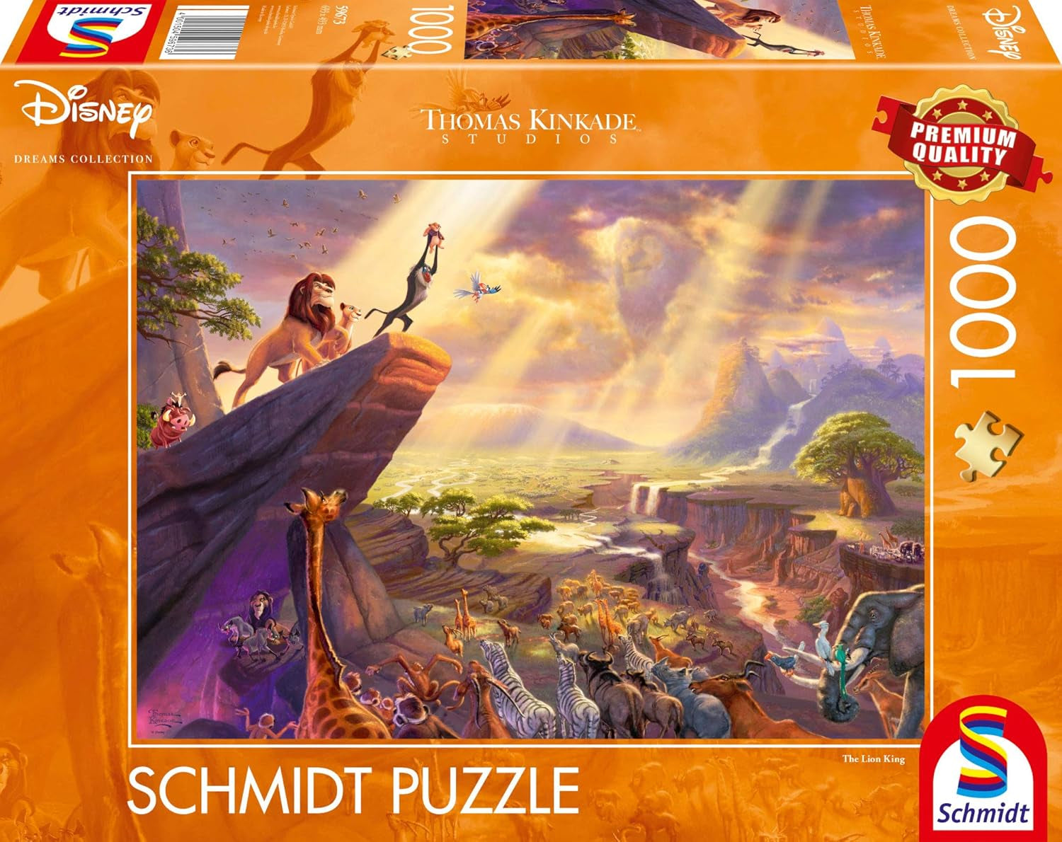 Schmidt Spiele 59673 Thomas Kinkade, Disney, Løvernes Konge, puslespil 1000 brikker Puslespil Naty Shop Single