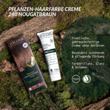 LOGONA Natural Cosmetics Plant Hair Color Cream 240 Nougat Brown, Naturlig farvestof til brunt hår med henna, farvecreme til brune toner, farvning til mørkt hår, 150ml Hårfarve Naty Shop