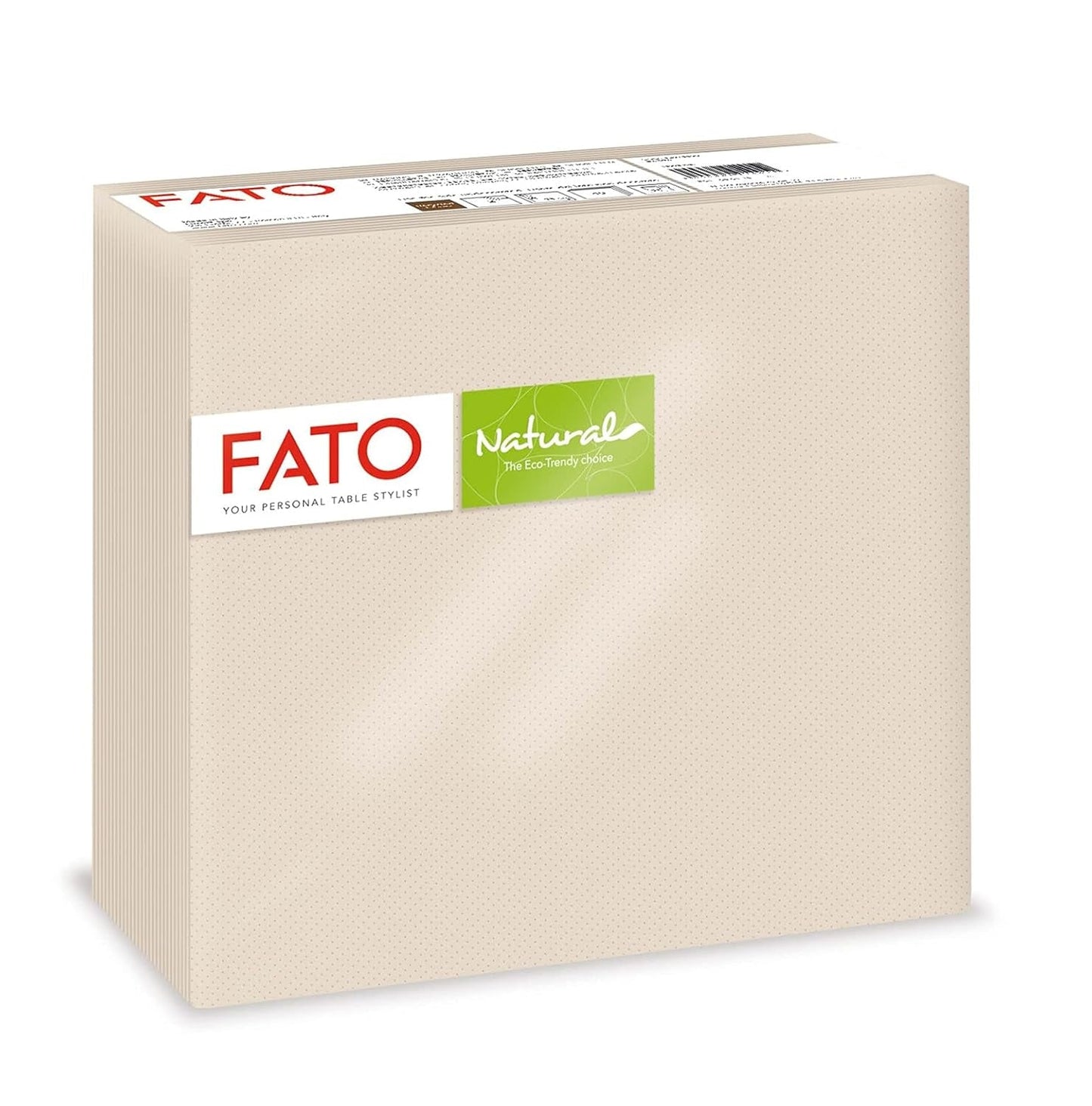 Fato - Naturlige 4-foldede engangspapirservietter, miljøvenlige, 40 stk., størrelse 38X38, 2-lags, 100 % genbrugspapir