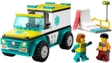LEGO City Ambulance og Snowboarder, Ambulance Legesæt med legetøjsbil og 2 minifigurer, Snowboarder og Paramediciner Figur, fantasifuld gave til drenge og piger fra 4 år 60403 Byggesæt Besuche den LEGO-Store
