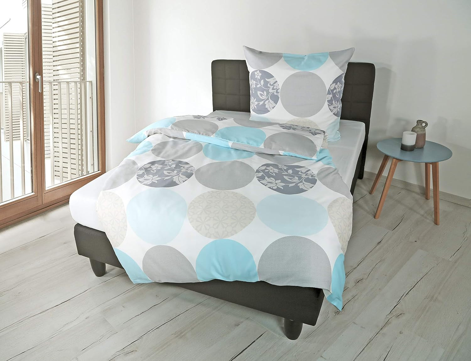 Bierbaum sengetøj, maco-satin, Designet i Tyskland, model 6383 turkis 02, 155X220 Cm + 80X80 Cm, komfortstørrelse Senge og tæpper Besuche den Bierbaum-Store