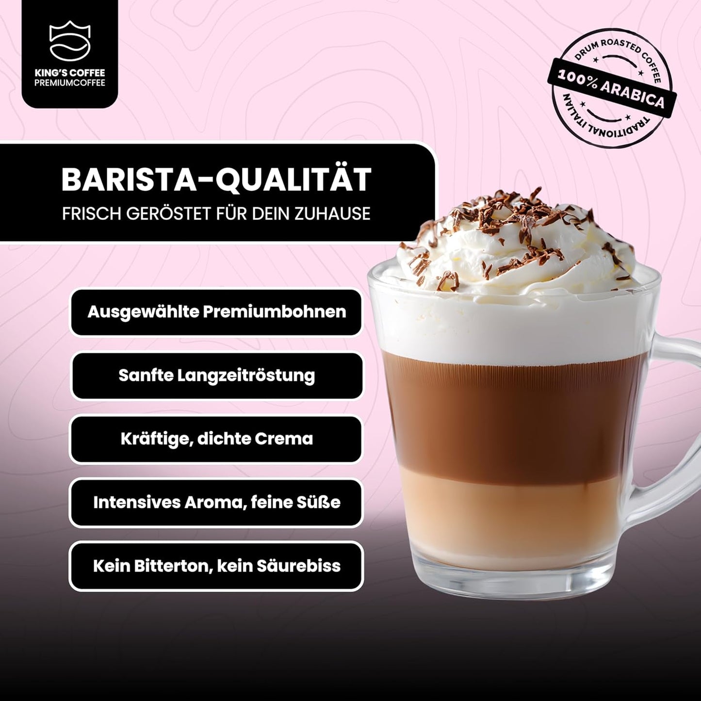KING'S COFFEE - WHITE EDITION - let blanding 100% Arabica fra Etiopien, Mexico, Peru og Tanzania - lille batch-ristning i Italien - hele espressobønner til portafiltermaskiner - 1 kg
