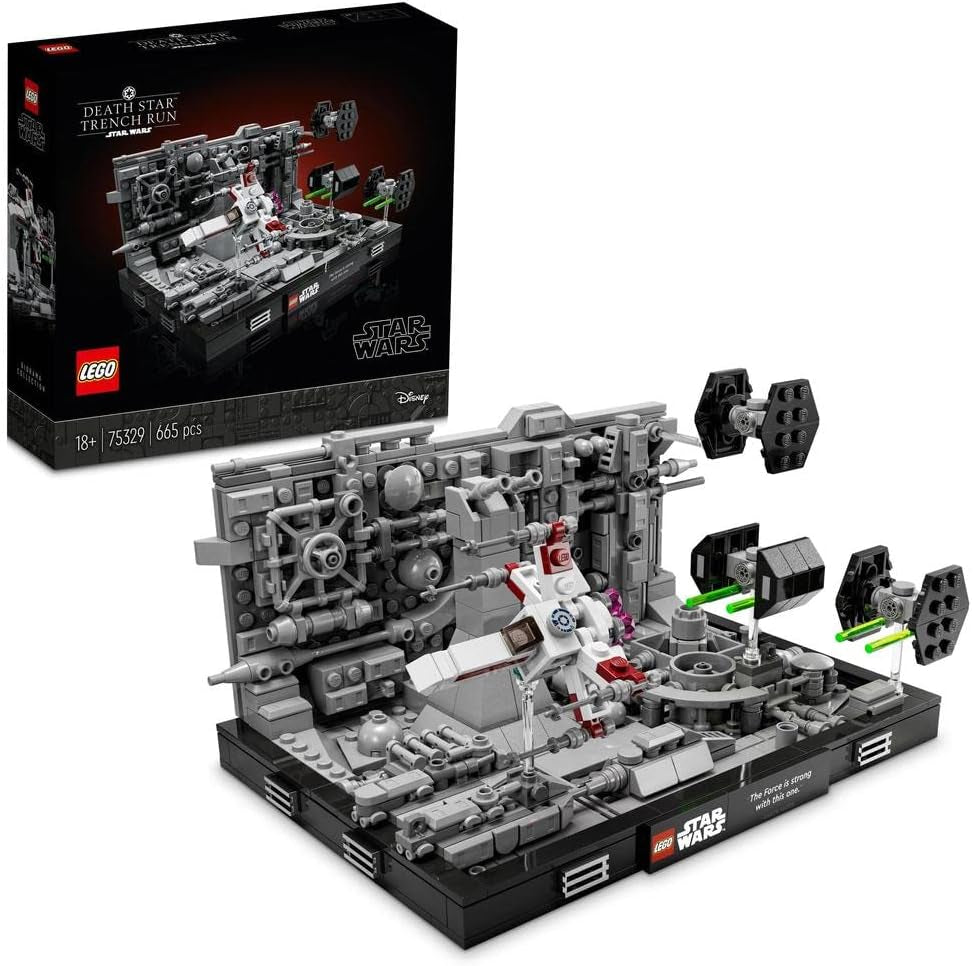 LEGO 75329 Star Wars Death Star Trench Run Diorama Sæt Luke Skywalkers X-Wing Voksen Model Kit A New Hope Fan Merchandise Værelsesdekoration Gave Byggesæt Besuche den LEGO-Store Single