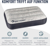 Sea to Summit - Eros dunrejsepude L - Ultralet og oppustelig - 10D materiale - Premium dunpude - Skridsikker - Til vandring og camping - 42 X 28 X 12 Cm - Grå - 95 G Naty Shop rejsepuder