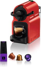 Krups Nespresso Inissia espressomaskine - Kompakt espressomaskine til kaffekapsler, 19 bar tryk, hurtig opvarmning på 25 sekunder, energibesparende funktion, 0,7 l vandtank, rød, model YY5506FD