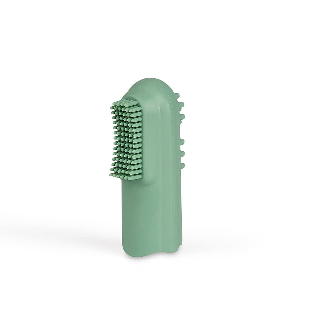 Økologisk naturgummi babybidering massagegummi BPA-fri blød fremmer finmotorisk dinosaurdesign (639-V1) Fingertandbørste i naturgummi