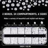 12 Größen Nail Art Perlen, Flache Perlen, Nail Art Accessoires, Halbkreis Nagelperlen, Weiße Nail Charms Und Glitzersteine ​​Nägel Für Nail Art Design, DIY Basteln, Alltag, Hochzeit (2 kasser)