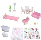 Olivia's Little World Dreamland 3-tiers interaktivt dukkehus i træ med 13 dukkemøbeltilbehør Hvid TD-13632A