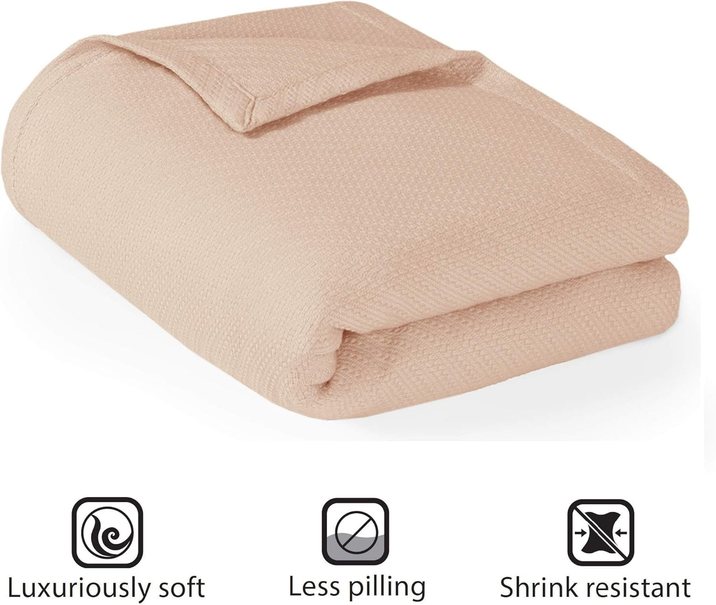 Madison Park Luksus flydende bomuld Høj kvalitet Blødt Komfortabelt 100 % ringspundet bomuldstæppe til seng Sofa eller sofa Blush Fuld/Dronning dyner & dyner Naty Shop