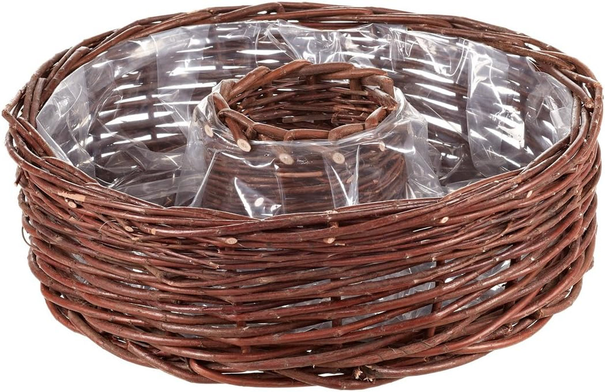 Dehner pilekurvring med plantefolie, højde 12 cm, Ø 40 cm, pilestof, brun