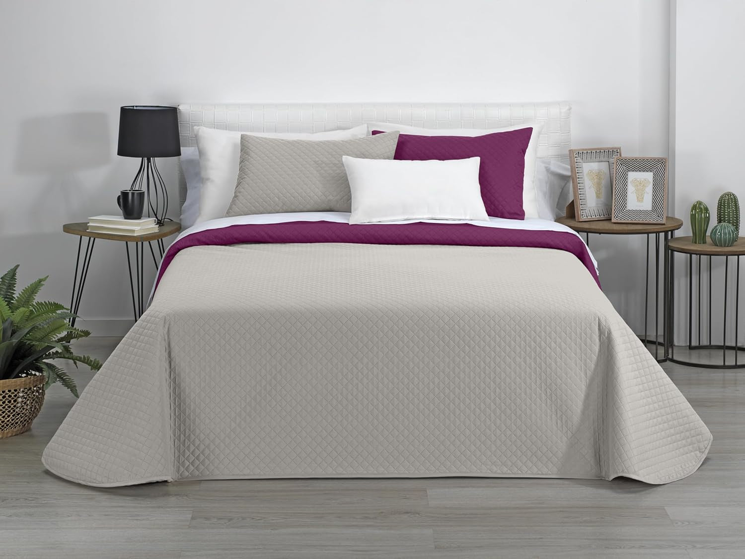 Estoralis | AVA | Vendbar Boutique Quilt | Til alle årstider | Farve - Beige/Fuchsia | Til 105 cm seng. (200 X 270 Cm. Ancho X Alto) | Quiltet quilt Quilts og quilts Naty Shop