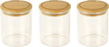 Sæt med 3 firkantede glasbeholdere med bambuslåg-800ml, borosilikatglas, bambus, silikone, naturlig, 11 x 11 x 11 cm Madopbevaringsbokse Naty Shop Sæt med 3 Boîtes À Épices -180Ml