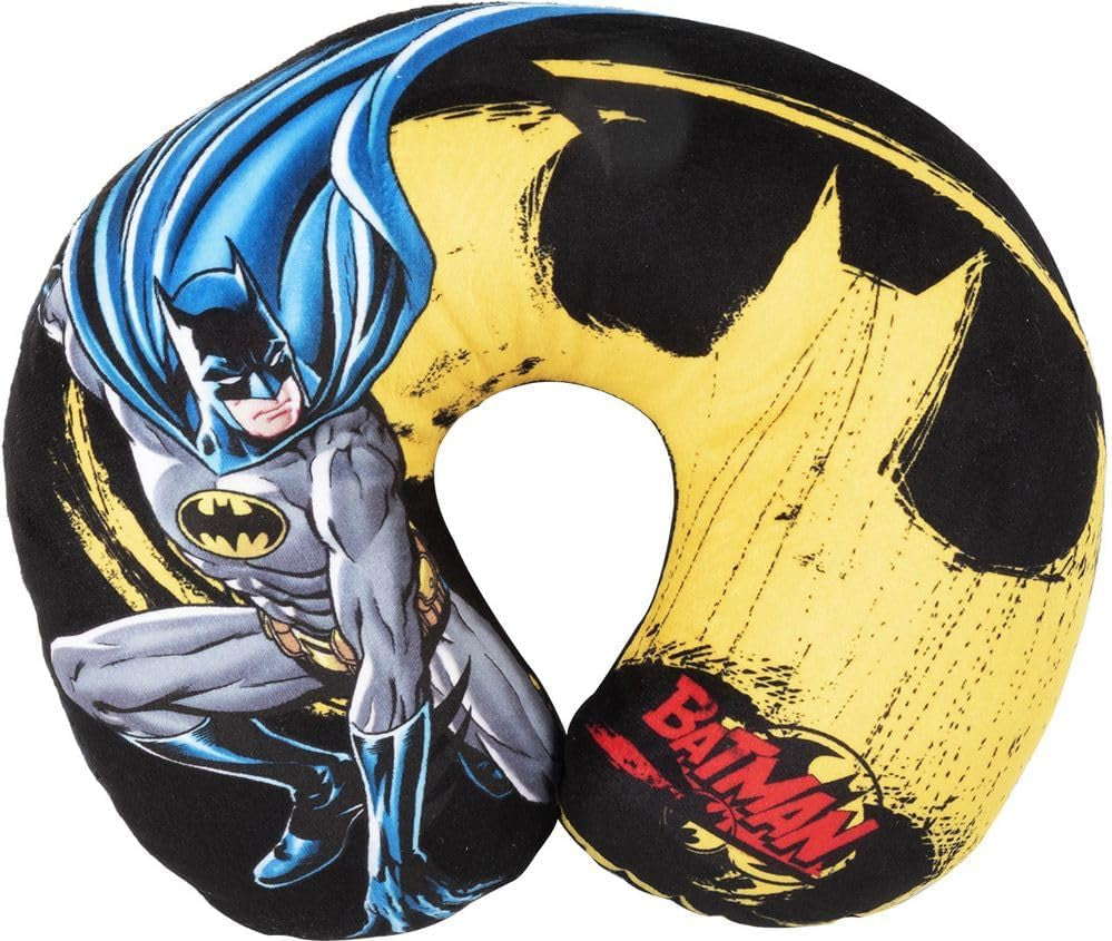 DC Comics Soft Batman Car Travel Nakkepude Børnesikkerhed Komfort Superhelt Bat Man, Cuscino Da Viaggio Auto, Lyseblå, One Size Rejsepuder Naty Shop Standardtitel