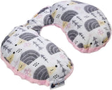 Medi Partners Baby Nakkepude Nakkestøtte 100% Bomuld / Minky Baby Nakkepude til Bilvogn Rejser Søvn Nakkepude Snooze Roll (REH med Grå Minky) Cervikale ortopædiske puder Naty Shop Hedgehog Grå med Minky Lys Pink