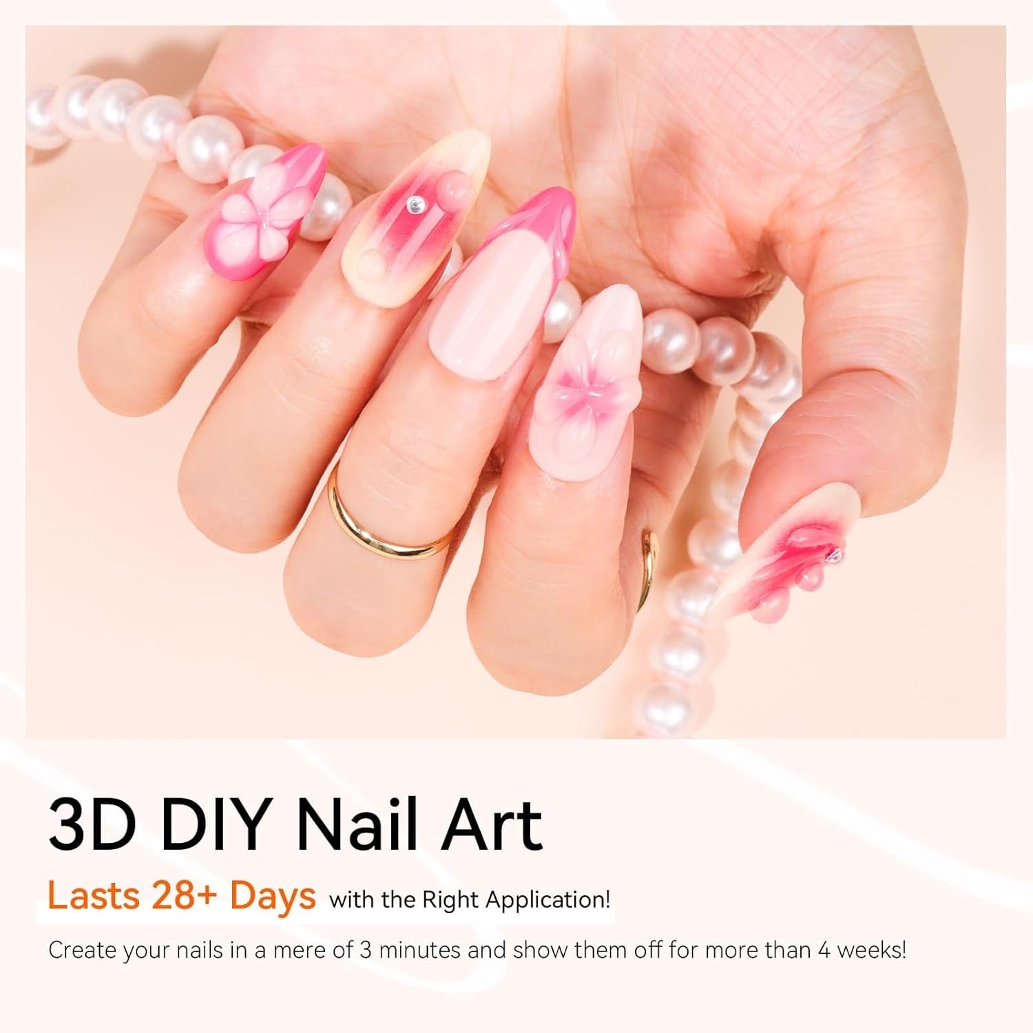 Makartt 3D Nail Art Gel - Rhinestone Glue Gel 15G til Nail Nøgleringe, Multifunktionel Nail Sculpture Gel til DIY Nail Design, Nail Sculpture Nail Modeling at Home (gennemsigtig)