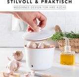 Römertopf Fresh Pot MINI 0,6 liter - Keramisk hvidløgsgryde - Åndbart ler holder grøntsager friske i længere tid - Ideel luftcirkulation - Hvide madkasser Naty Shop