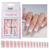 30 stk franske falske negle - lim på kunstige negle - bløde gelnegle til kvinder - Akrylklæbende negle Firkantet manicure (fransk pink)