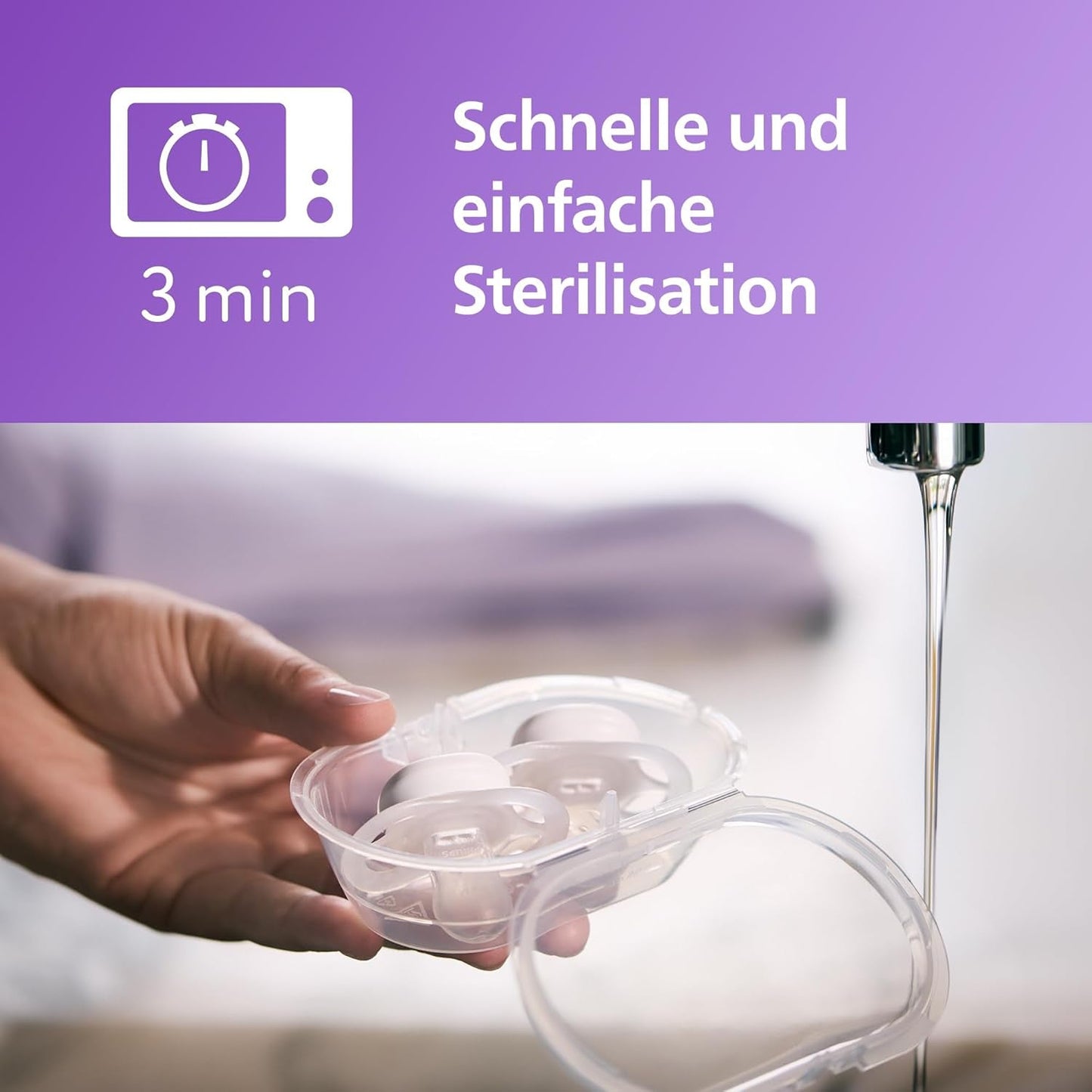 Philips AVENT Ultra Start natsut, ortodontisk sut til nyfødte, Glow in the Dark, BPA-fri, med steriliseringsbeholder, Twin Pack, Moon, Star, SCF075/07
