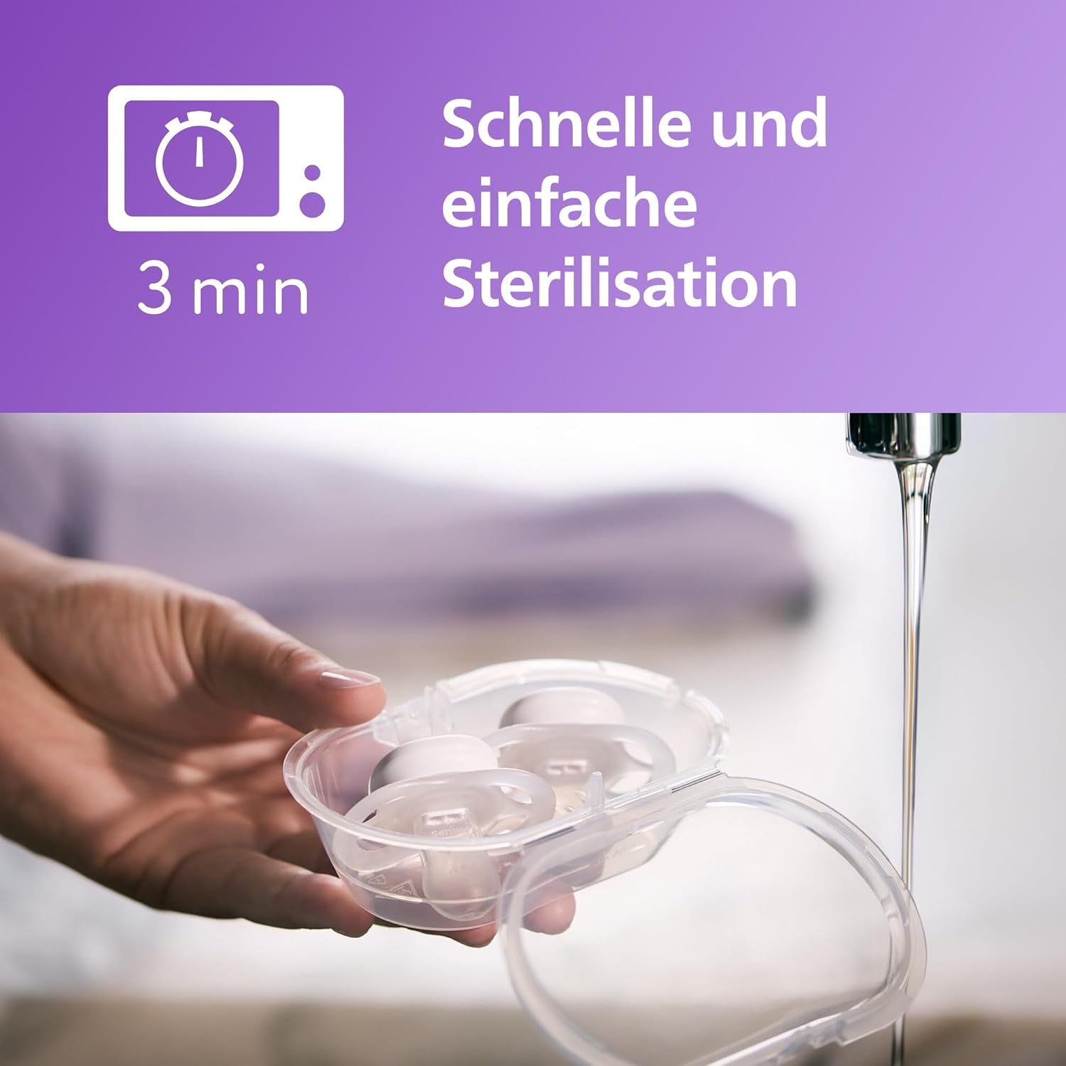 Philips AVENT Ultra Start natsut, ortodontisk sut til nyfødte, Glow in the Dark, BPA-fri, med steriliseringsbeholder, Twin Pack, Moon, Star, SCF075/07