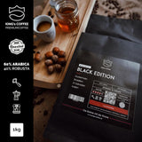 KING'S COFFEE - BLACK EDITION - 1 kg Intense Cream Kaffebønner - Kaffe med lav syreindhold - Small Batch Rist fra Italien - Stærke Arabica Espresso bønner (Blend) til fuldautomatiske og portafiltermaskiner
