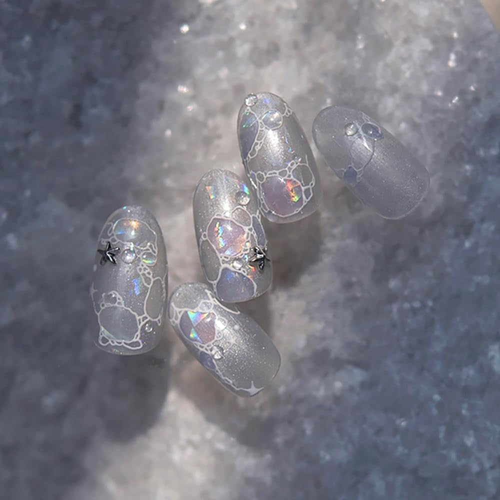 Glitter Nail Stickers Sommer Vand Bølger Stjerneklar Nail Art Fantasy Hav Vand Bølger Negle Designs Negle Stickers Havvand Waves Negle Accessories Negle Art