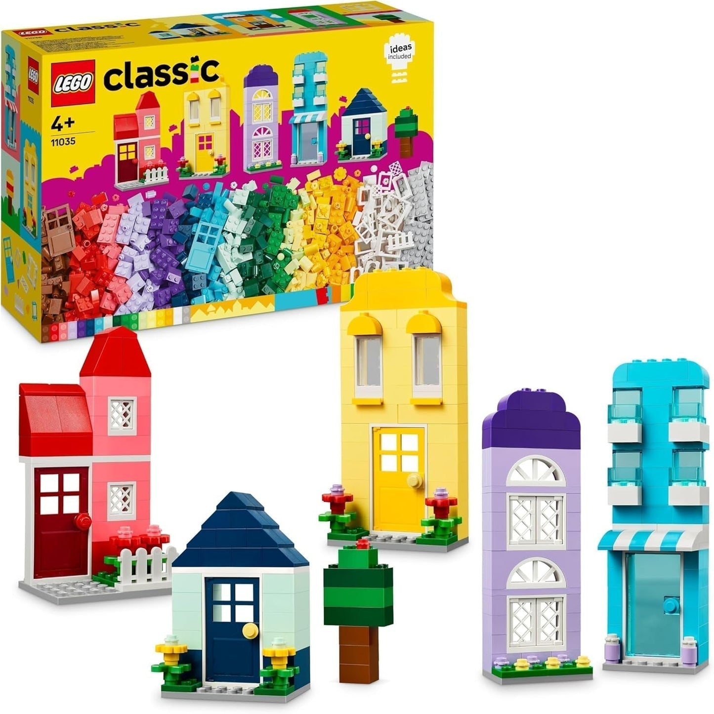 LEGO Classic Creative Houses Byggeklodser Sæt til børn 850 Klodser Byggelegetøj Husbyggelegetøj med tilbehør Gave til drenge og piger 4 år 11035 Byggesæt Besuche den LEGO-Store Single