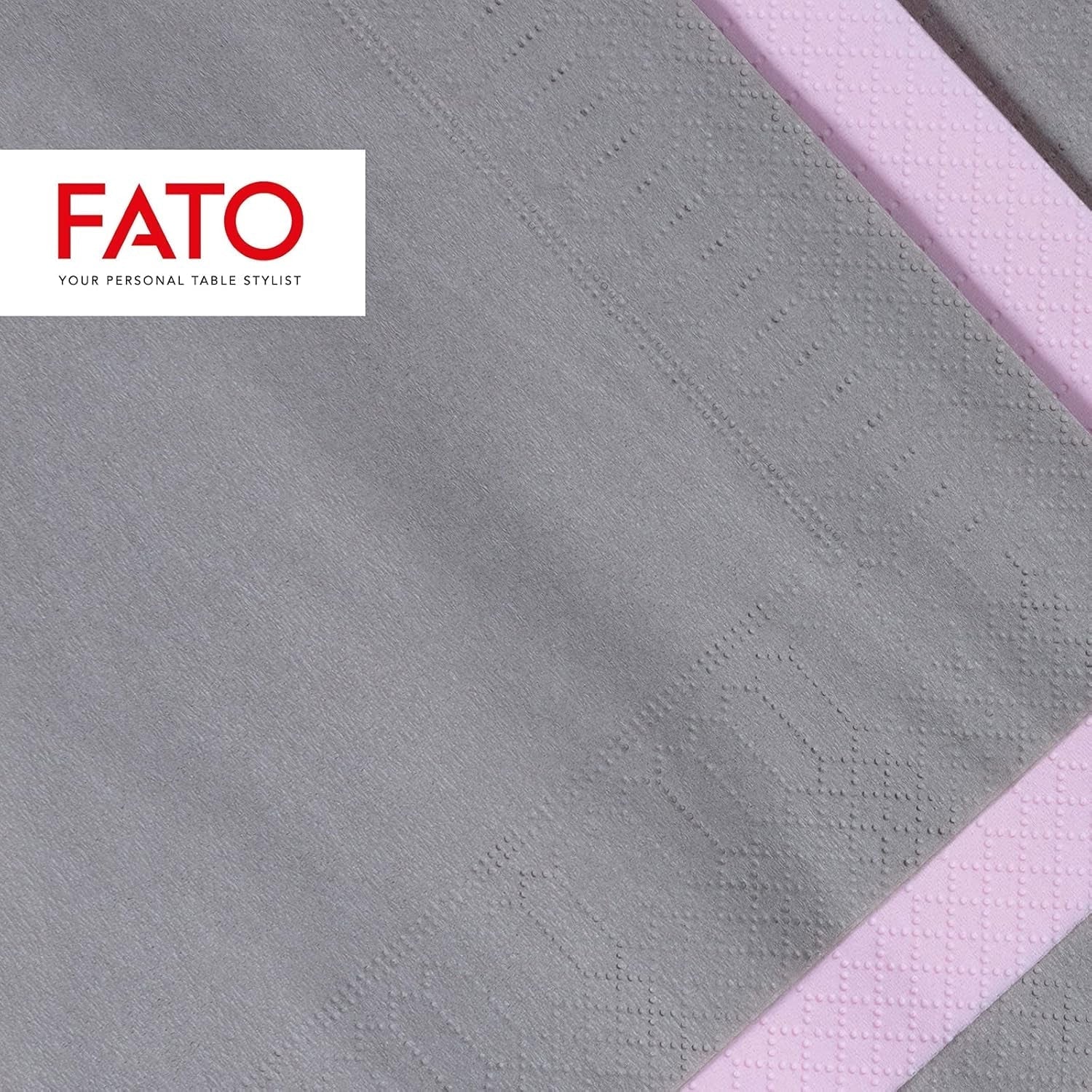 - Engangspapirsservietter, Ideel til forretter og cocktails, Pakke med 100 servietter, Størrelse 24X24, Foldet 4 gange, 2 lag, Grå farve, 100 % rent cellulosepapir, Fsc-certifikat