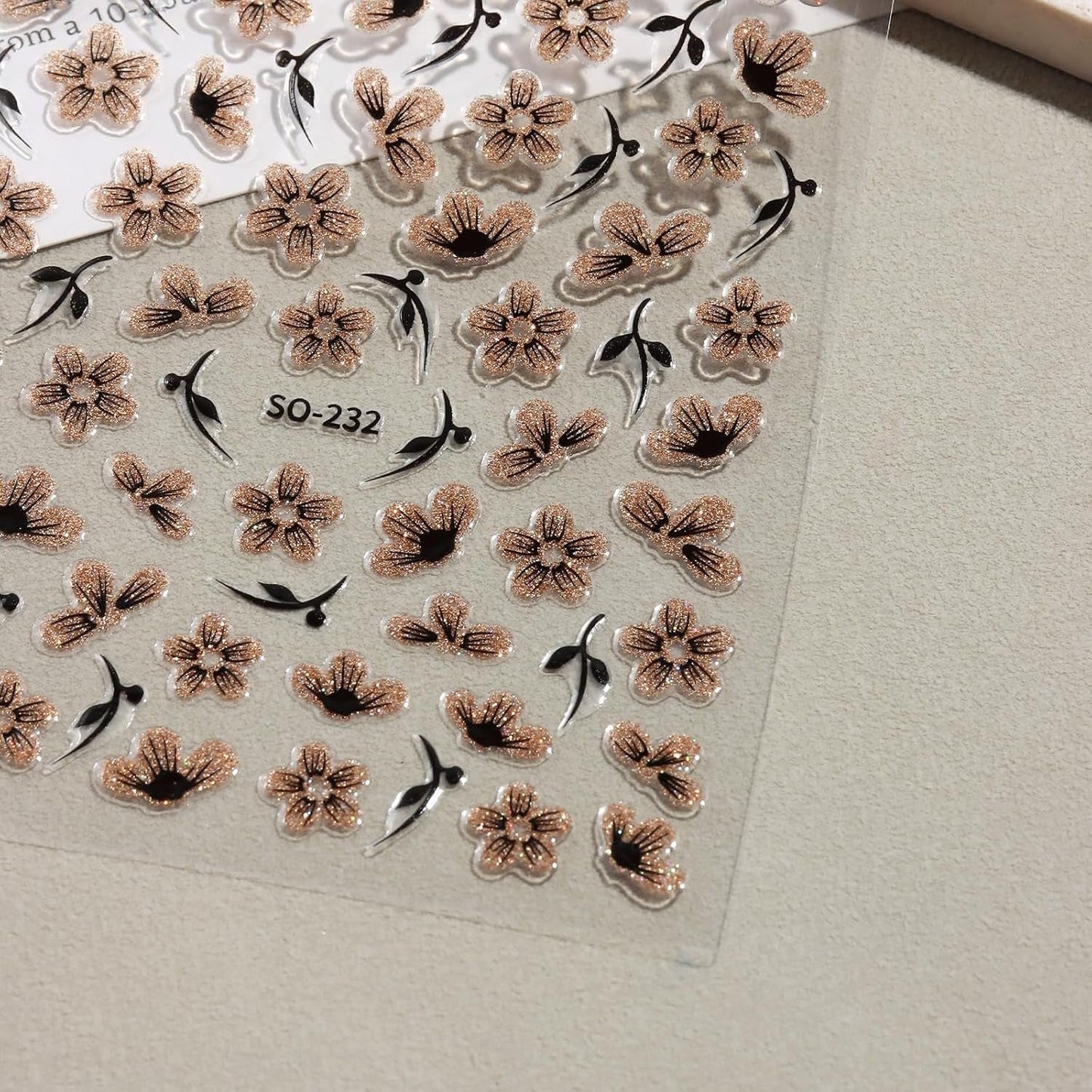JMEOWIO 6 Blatt 3D Nagelsticker Blumen Nail Art Sticker Selbstklebend Nagelaufkleber 5D Stereoskopisk Frühling Sommer Blumen Dekoration Nageldesign Zubehör