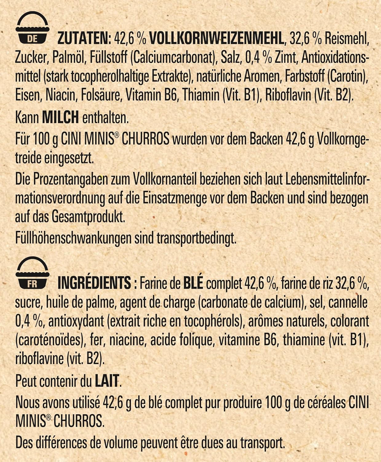 Morgenmadsprodukter Nestlé CINI MINIS Churros med 42 % fuldkornsindhold, 6 stk. (6 x 900 g)