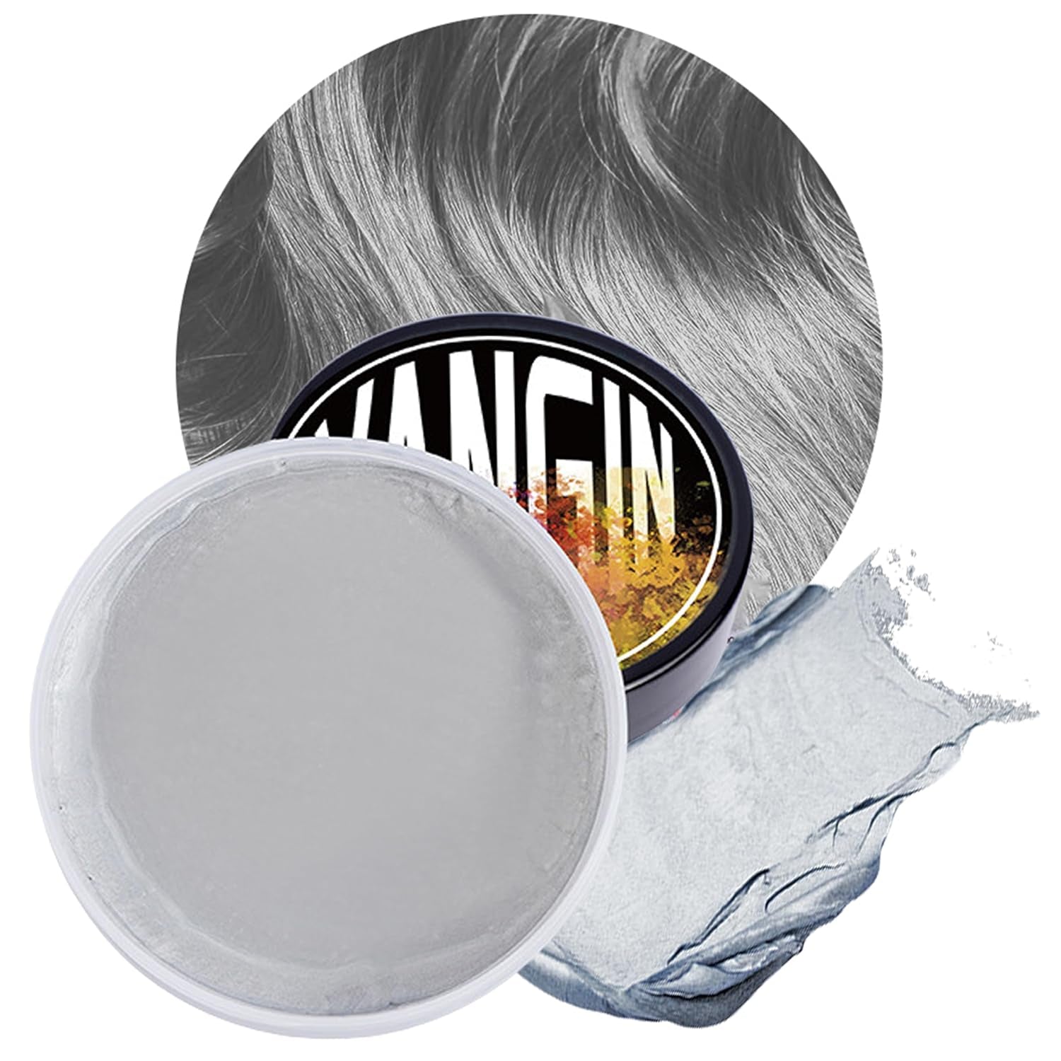 Grøn midlertidig hårfarve, styling af hårfarve til mænd, kvinder, naturlig pomade, hårfarvevoks til fest, cosplay og halloween, jul, creme midlertidig hårfarve (100 g, grøn) Naty Shop hårfarve grå 1G (1 pakke)