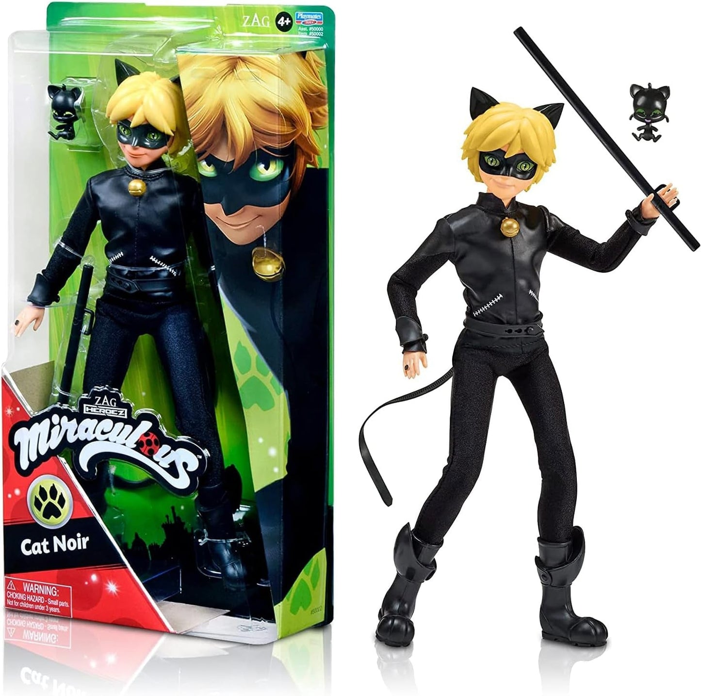 BANDAI - Miraculous Mariehøne - 26 cm Mannequin Doll - Motan Noir - Officielt licenseret Miraculous - Motan Noir Artikuleret Dukke - Legetøj fra 4 år og opefter - P50002