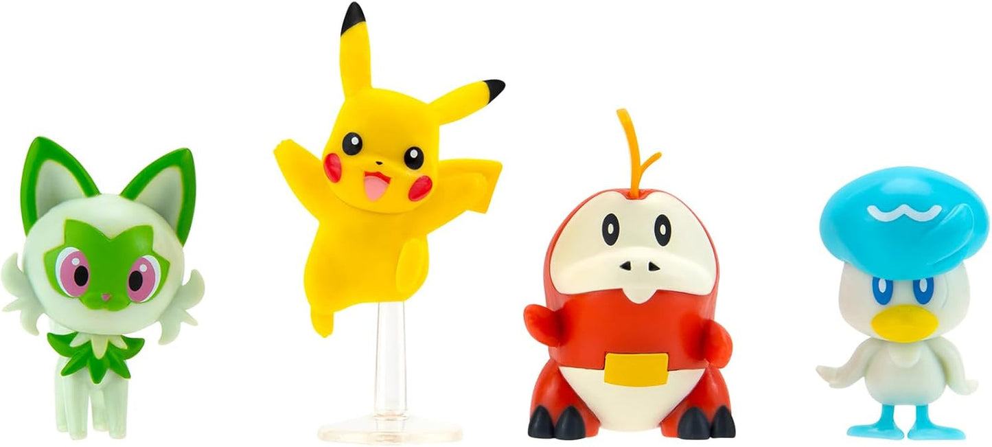Pokémon PKW3402 - Battle Figure Multipack - 4-pak med Pikachu, Croc, Kwaks, Felori, officielle detaljerede figurer, 5 cm hver Action figurer Naty Shop Standard titel