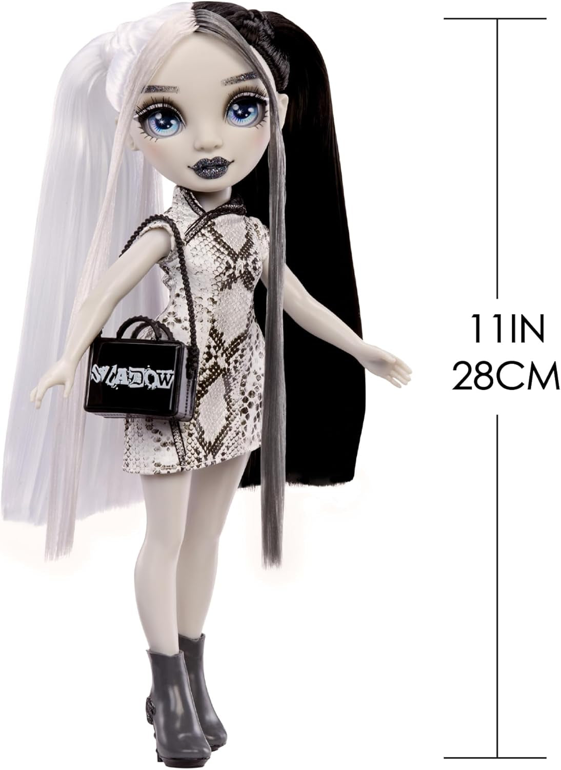 Rainbow High Shadow High Heather Grayson Doll - 28 cm i nuancer af gråt, sort og hvidt hår og outfit, stilfuld taske, sød gave til børn i alderen 4-10 år