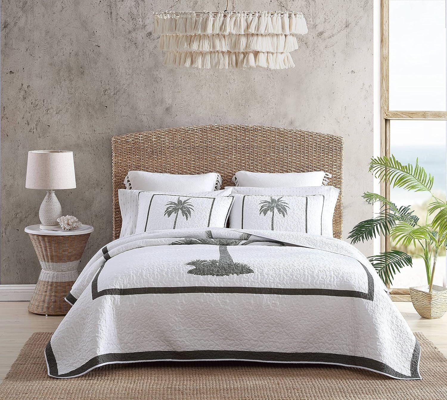 Tommy Bahama Palm Island Collection | Dyne - 100 % bomuld, vendbar, blød og åndbar, forvasket for ekstra blødhed, kingsize seng, grå Naty Shop Dyner og dyner Grey King