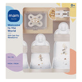 MAM Newborn Sæt, Gavesæt, bestående af: 2 x Anti-kolik flasker 160 ml, 1 x Anti-kolik flaske 260 ml, 1 x Original Start sut, 1 x Broche til sut, fra 0 måneder, Neutro