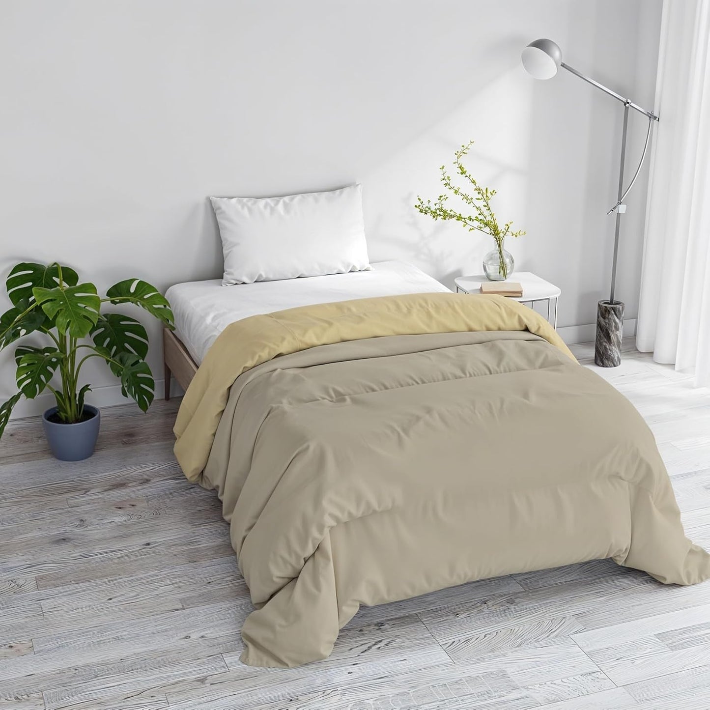 Basis vintertæppe, ensfarvet og foret, mørkegrøn/creme, 200X245Cm Naty Shop Dyner og dyner Taupe/creme 160X245Cm