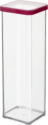 Rotho Loftsæt med 5 opbevaringskrukker med låg Forskellige størrelser Madplast (PP) BPA-fri Transparent/Rød (21,4 x 21,4 x 23,5 cm) Madopbevaringsbokse Naty Shop 2 L Firkantet