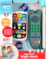 My Duo højteknologisk telefon + fjernbetjening - 1 tresproget fransk/engelsk/spansk fjernbetjening og 1 ultrarealistisk telefon - Multi-aktivitets læringslegetøj fra 12 år gammelt legetøj Bebe Naty Shop