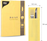 50 poser bestikservietter 'DAILY Collection' 48 Cm X 30 Cm gul med fold til bestik
