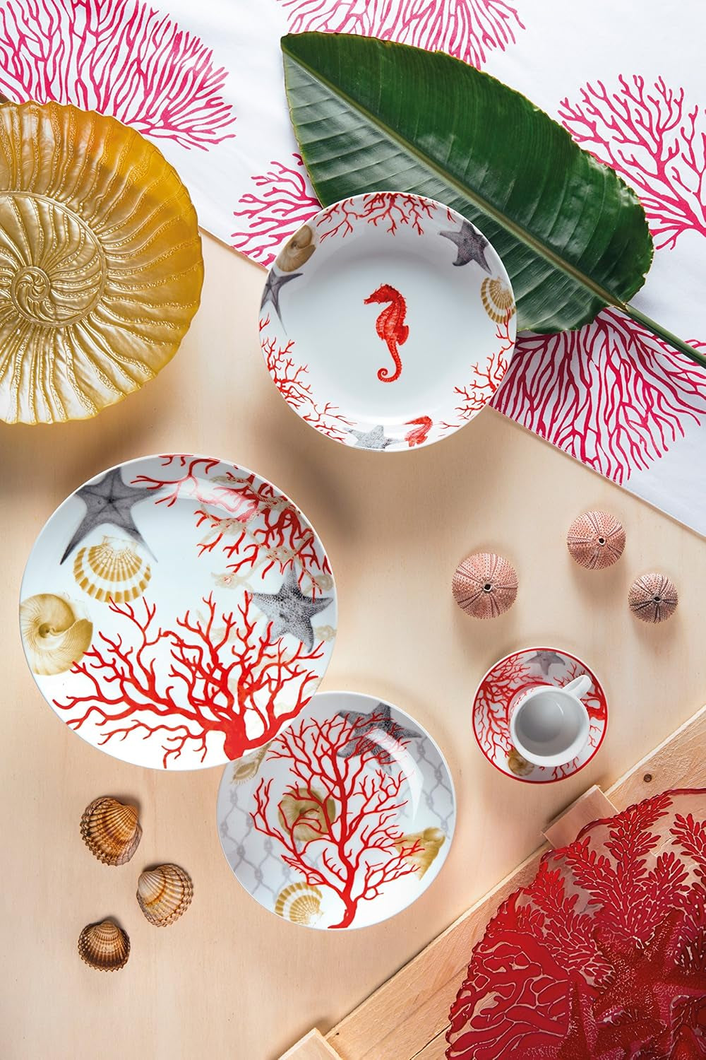 Excelsa Coral bordservice, 18 dele, porcelæn, rød