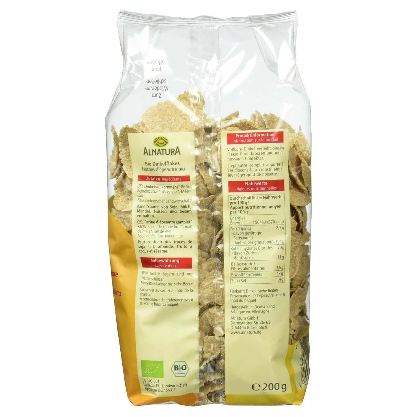 Bio Dinkel-flakes, 200G Cereal Naty Shop