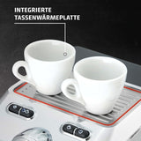 Caso Espresso Gourmet - Portafilter espressomaskine i rustfrit stål, kraftfuld 19 bar Ulka-pumpe, med mælkeskummer, til malet kaffe eller ESE-kaffekapsler, til 2 kopper, med kopvarmer