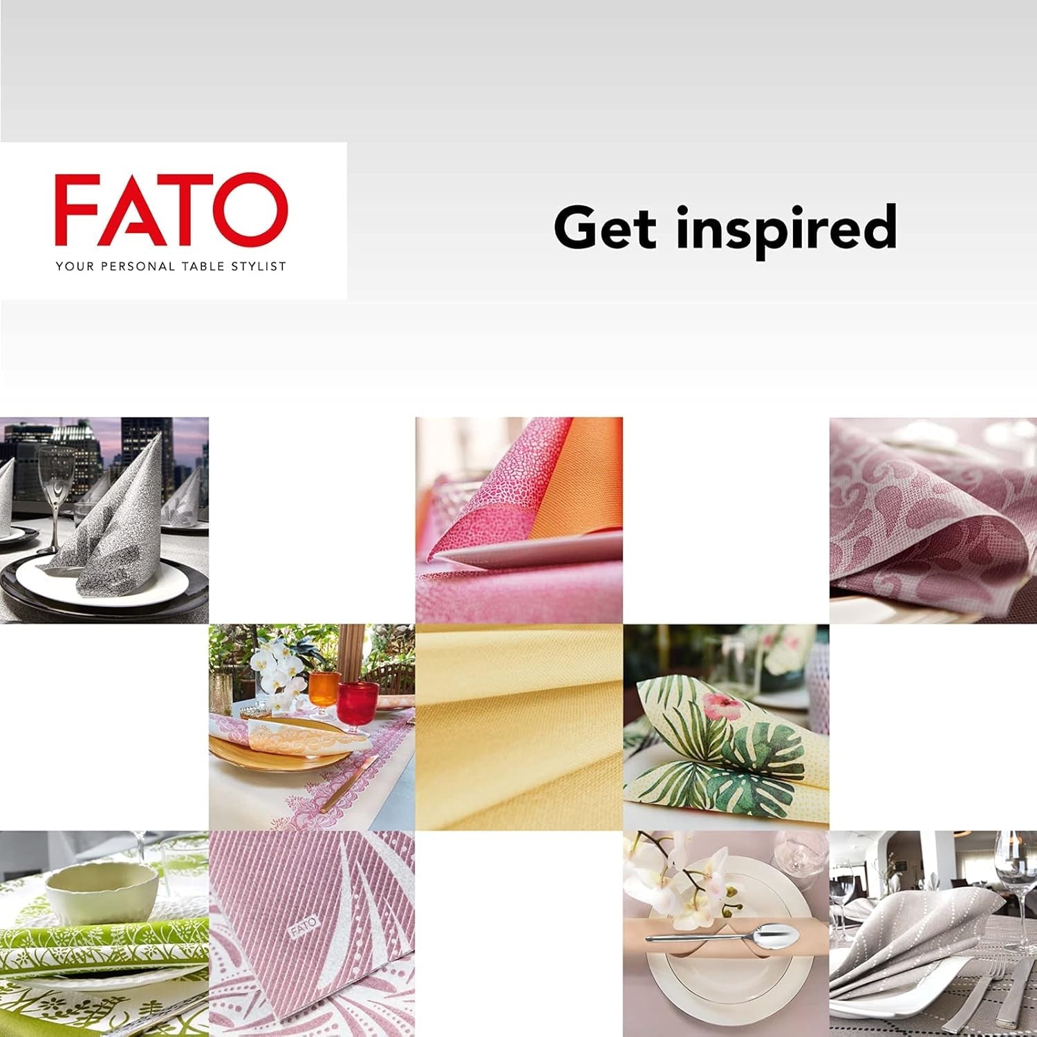 Fato - Tørre papirservietter, Airlaid, stofeffekt, pakke med 50 servietter, størrelse 40X40 foldet i 4, farve sort