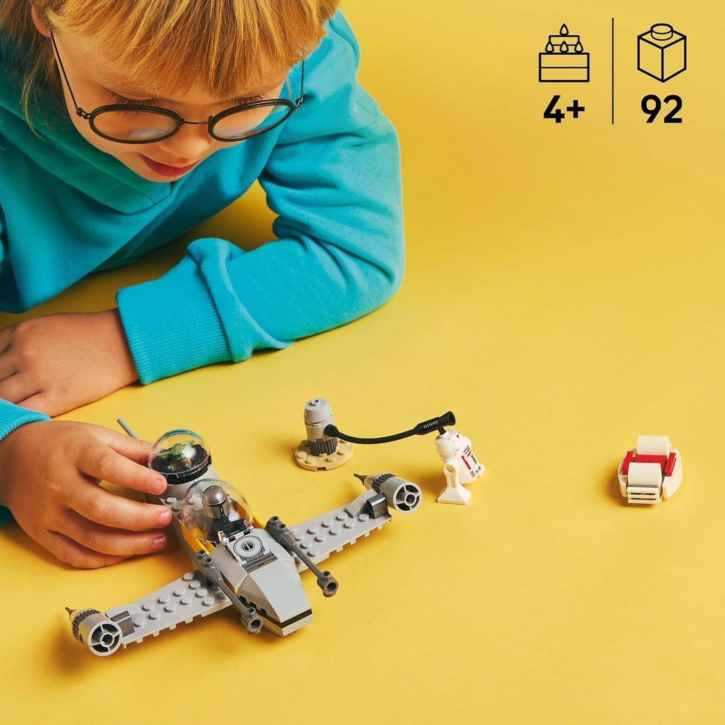 LEGO Star Wars 75410 Mandos og Grogus N-1 Starfighter legetøj med Mandalorian, Grogu og R5-D4 minifigurer, inklusive byggebar søjle, rumskibsstartsæt til drenge og piger fra 4 år Byggesæt Beuche den LEGO-Store