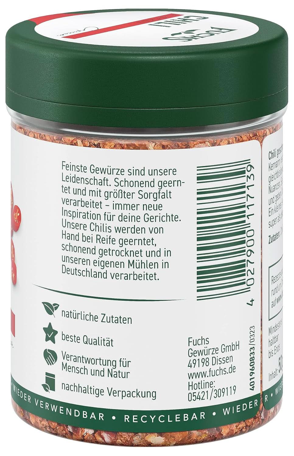 Fuchs chiliflager, 50 gram krydderier Naty Shop